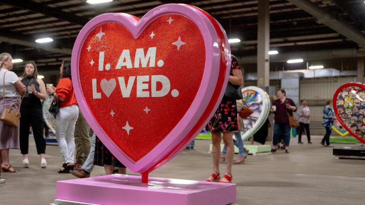 “You Are Loved, Kansas City” by artist Katie Henrichs is one of 40 hearts that make up the 2023 season of The Parade of Hearts.