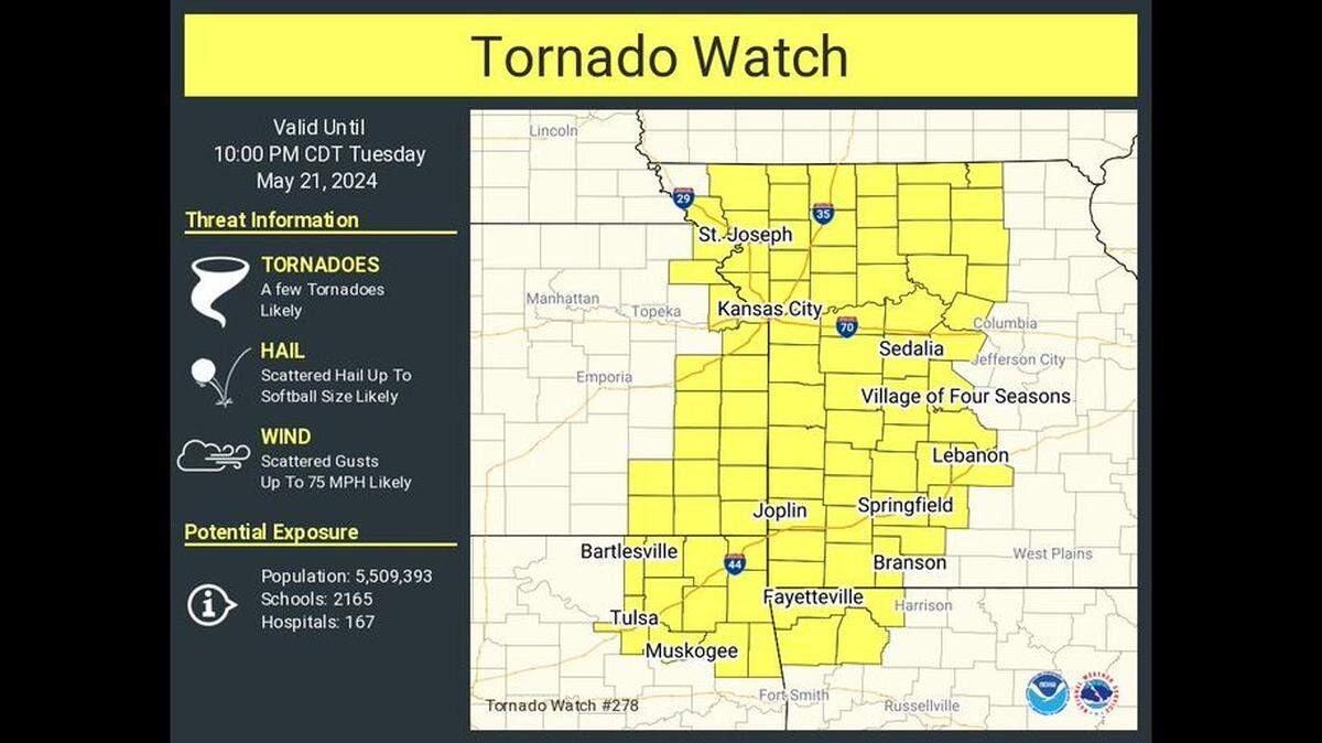 As storms fire up west of the metro, the National Weather Service has issued a tornado watch for Kansas City and surrounding counties. 