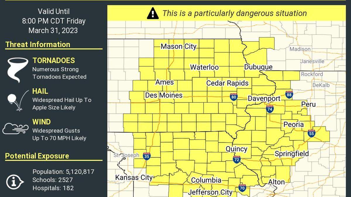 A tornado watch has been issued for several counties in central and north central Missouri Friday afternoon.
