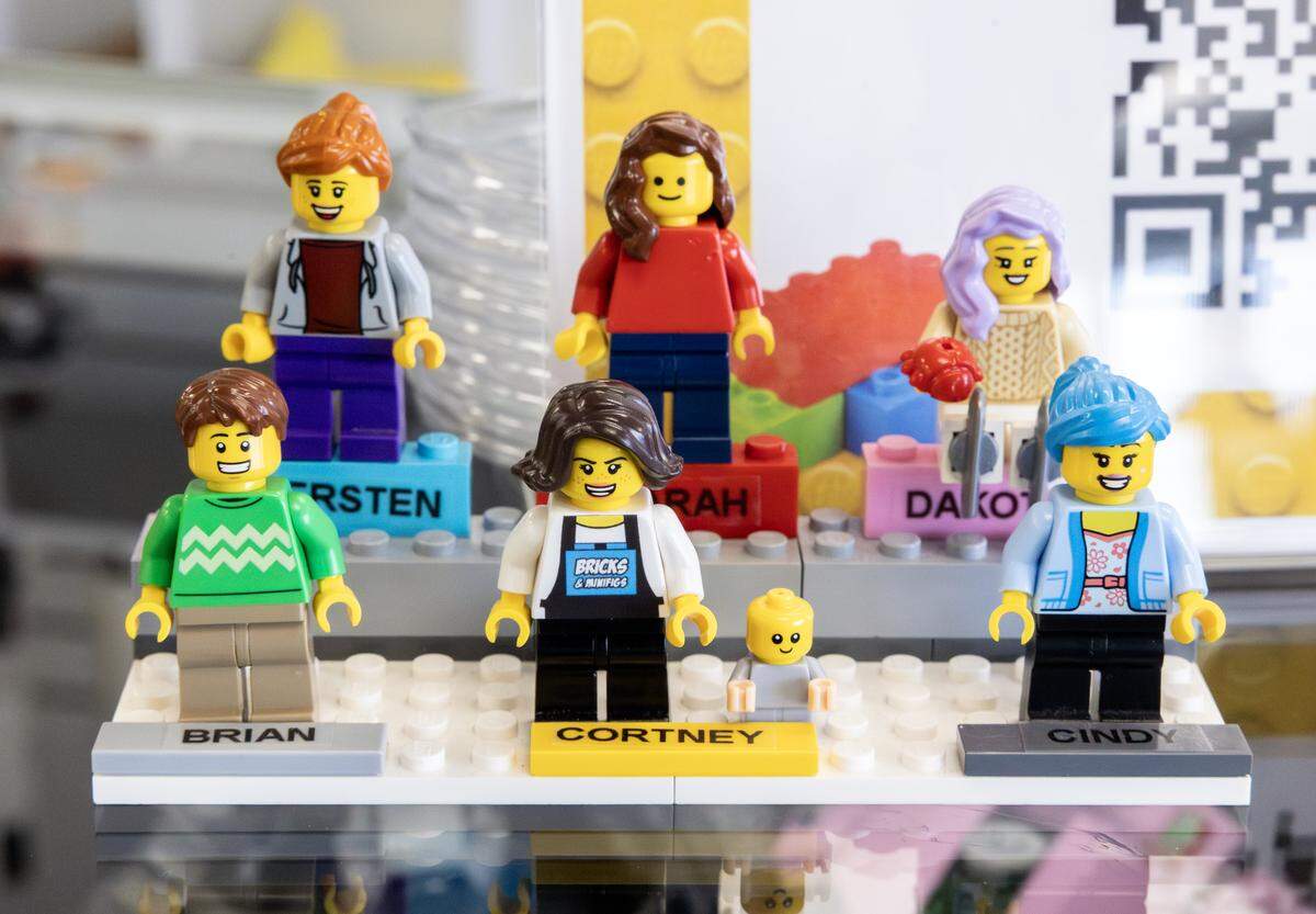 Lego mini-figures representing employees at the Bricks & Minifigs Lee’s Summit store on Thursday, Feb. 5.