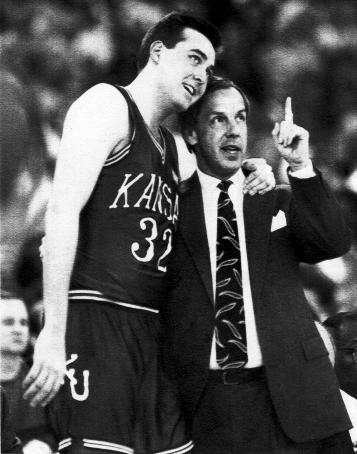 The 1991 NCAA national semifinal matched teacher Dean Smith again his pupil. The ending was ugly, as Smith was ejected after getting his second technical foul. Victory was sweet for the Jayhawks, who played for the national title for the second time in four years.