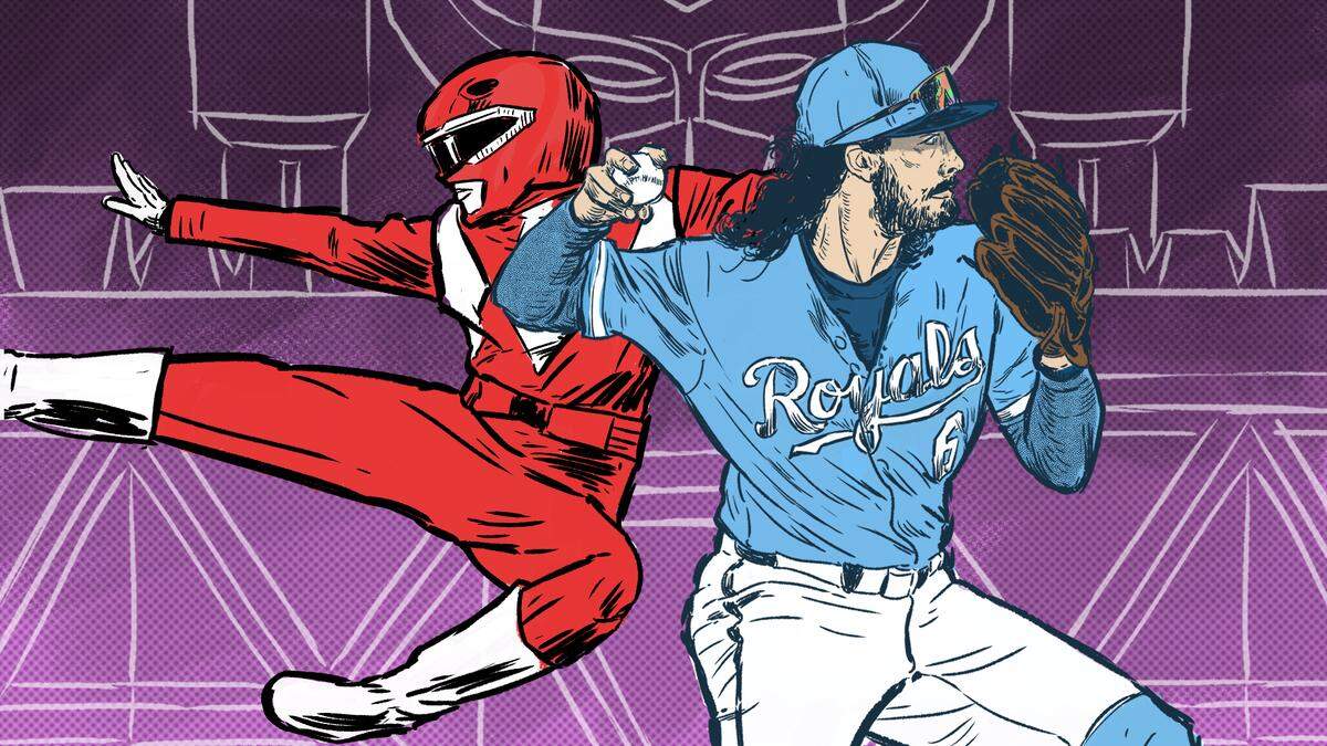 Illustration of Jonathan India with his favorite hero, the Red Power Ranger.
