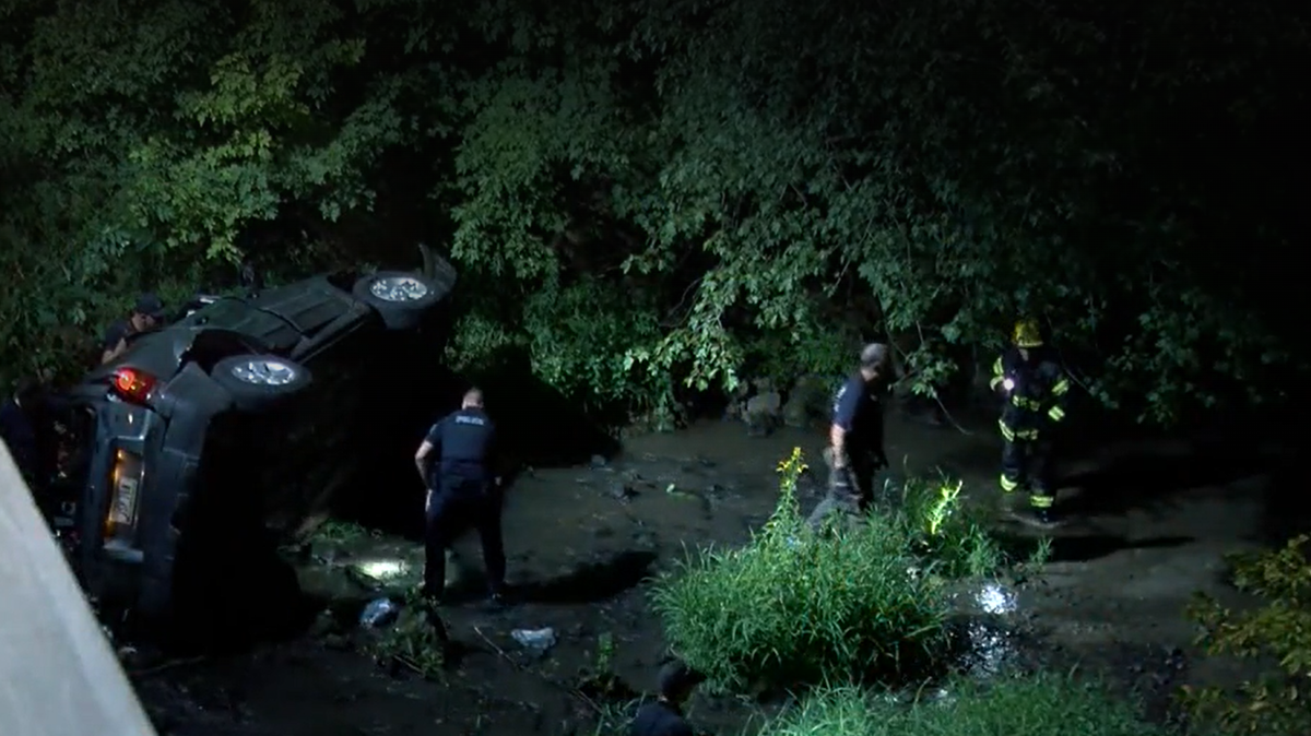 An SUV crashed into a bridge and landed on its side in a creek in Davenport, Iowa, killing a 31-year-old and 12-year-old, injuring 3 other children, cops said.