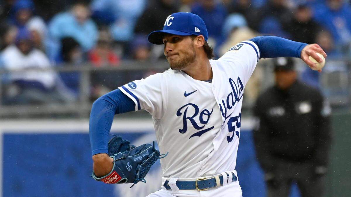 Royals pitcher Jake Brentz throws during a game against Cleveland last April at Kauffman Stadium in Kansas City.