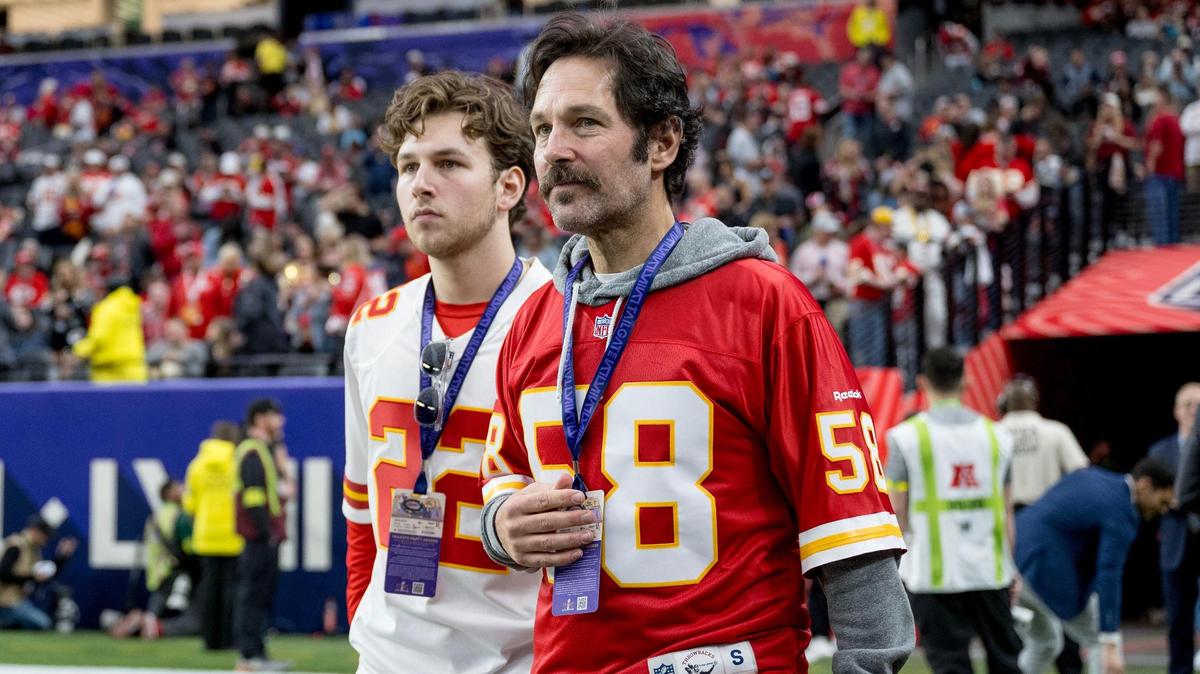 Chiefs superfan Paul Rudd, who grew up in Overland Park, took his son, Jack, to the Super Bowl in Las Vegas in February 2024. Rudd wore a No. 58 Chiefs jersey in memory of Derrick Thomas, the Chiefs player who died after a car crash in February 2000.