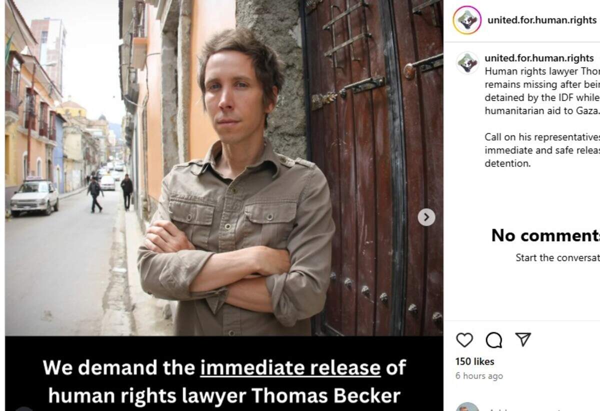 A non-profit United For Human Rights calls for the release of Kansas Citian Thomas Becker Jr. from an Israeli prison. Becker, along with journalists, doctors and activists, were detained when they attempted to bring humanitarian aid into Gaza.
