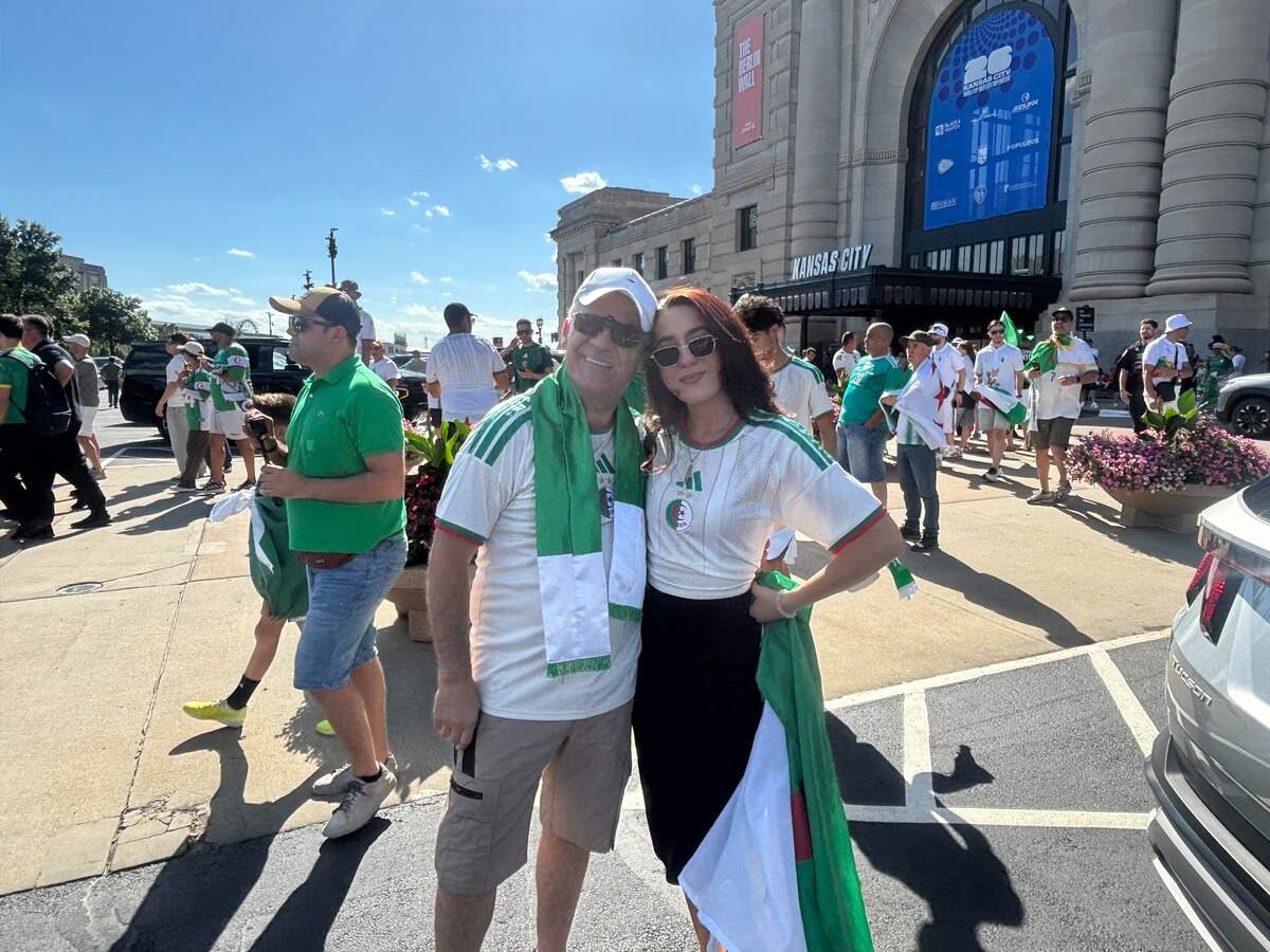 Bashir Belkacemi and his daughter, Sabrina, traveled to Kansas City from New York to watch Algeria, where Bashir grew up, play in the 2026 FIFA World Cup.