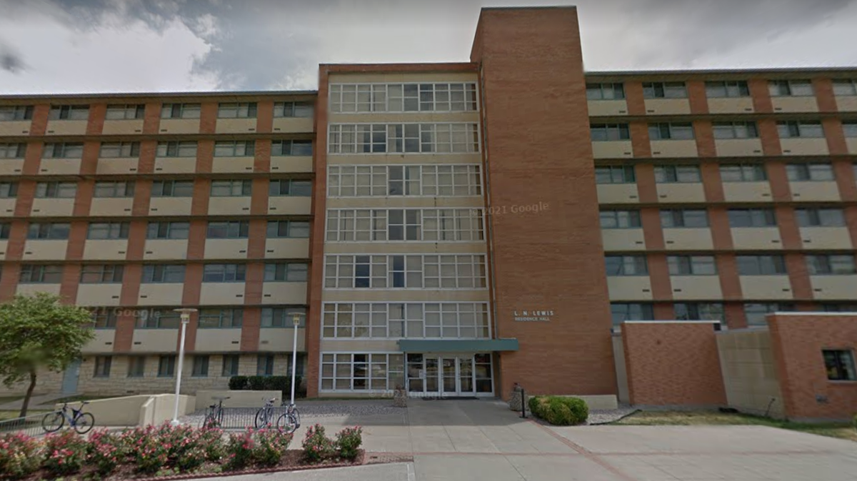 Lewis Hall, at the University of Kansas, as shown in a Google Maps street view image from 2012.