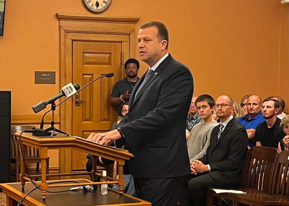 Kansas Highway Patrol Superintendent Erik Smith during his confirmation hearing.
