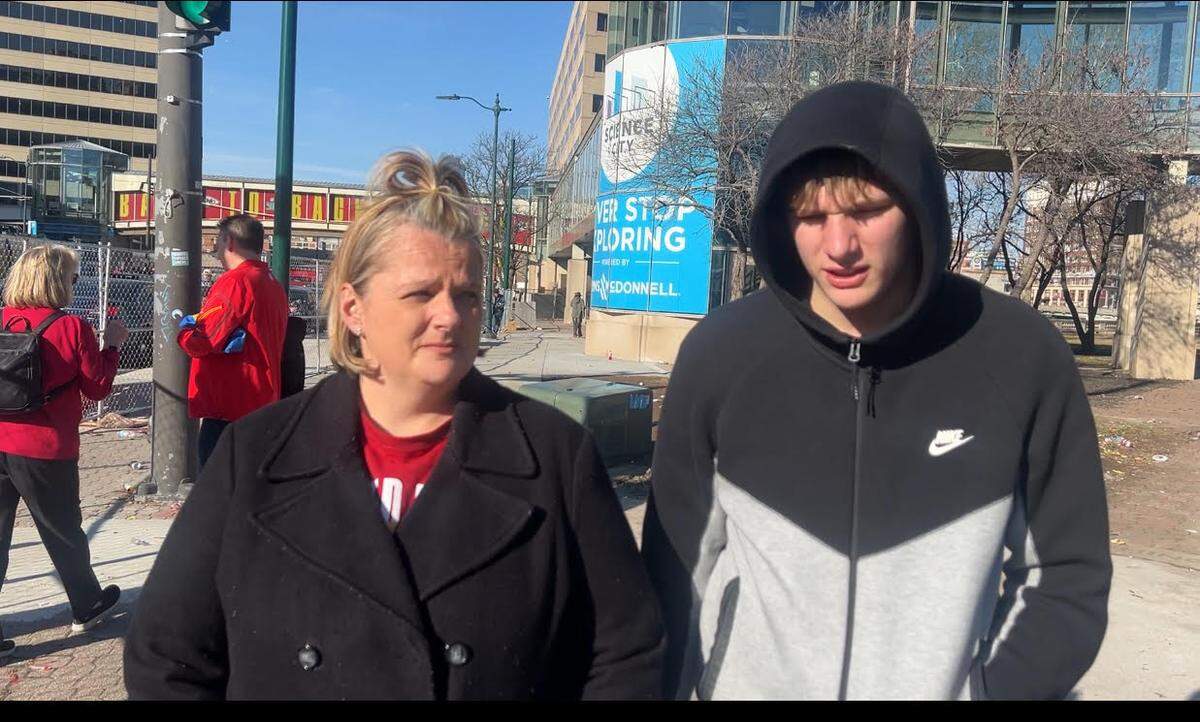 Jennifer and Landon Wilbers, of Jefferson City, witnessed the shooting after the Super Bowl rally at Union Station.