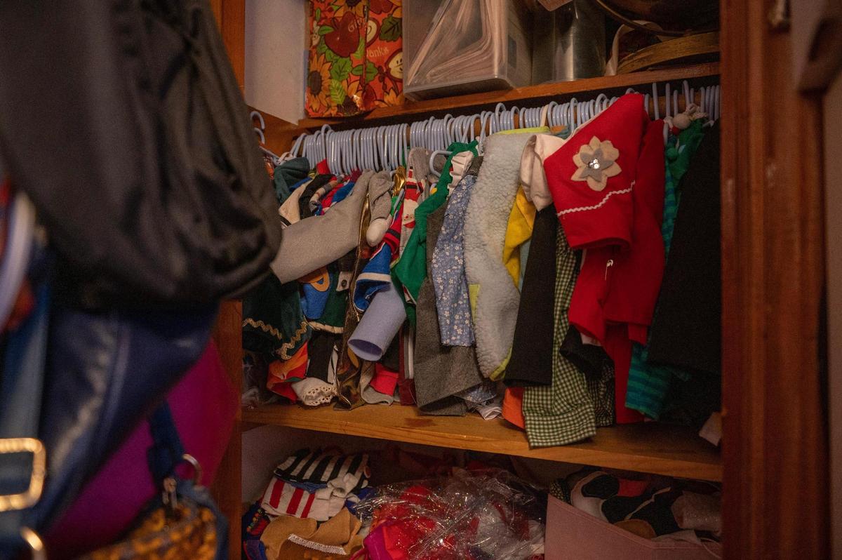 Brandy Peed has amassed a variety of costumes for her cat Sly James at her home in Kansas City, Kansas. Peed says she makes most of Sly James’ costumes.