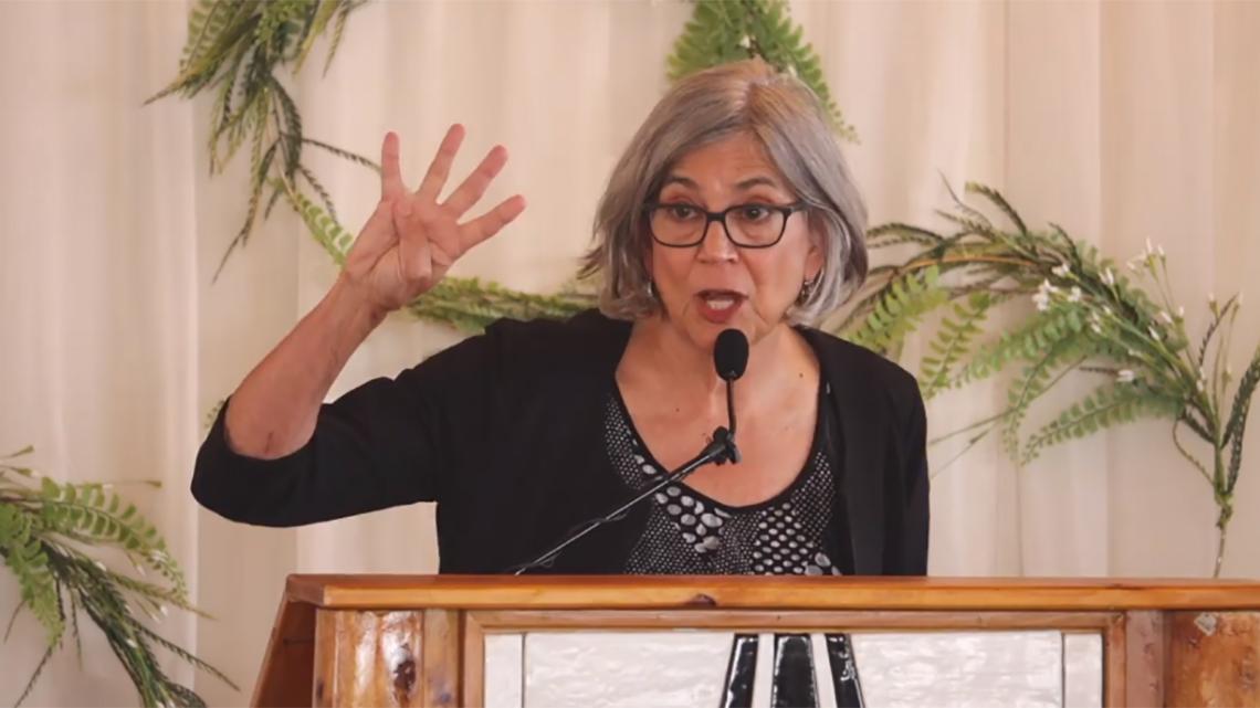 Then-Kansas Senate President Susan Wagle speaks to the Republican Wichita Pachyderm Club in 2020.