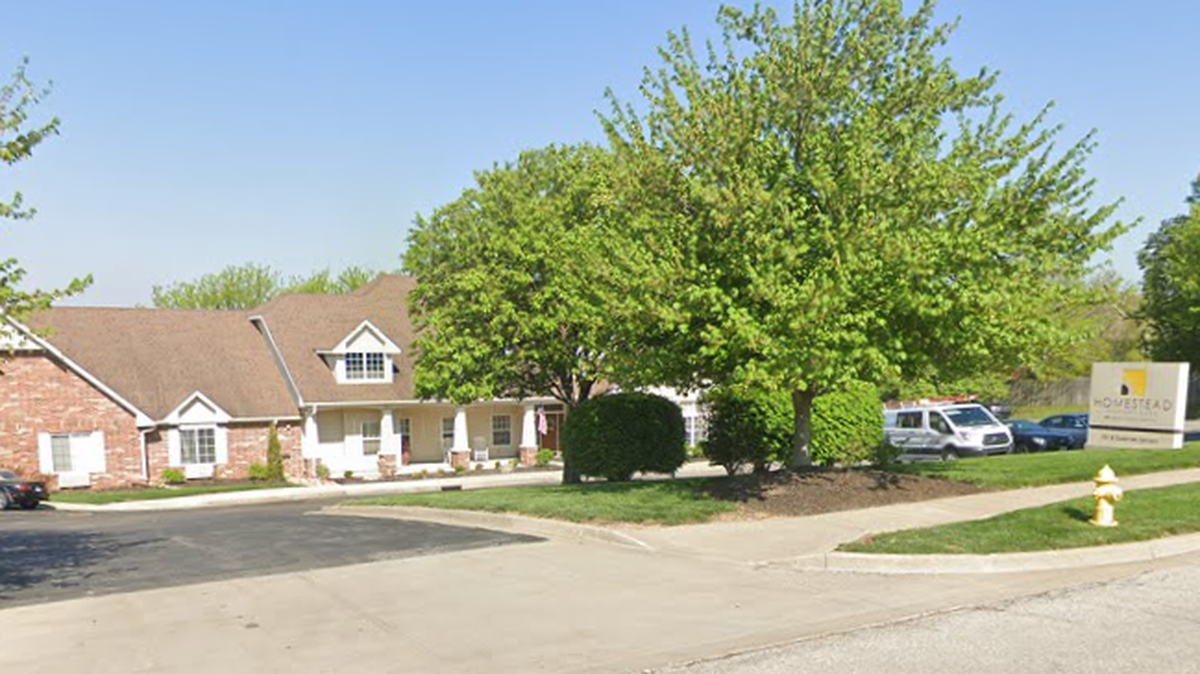 Homestead of Olathe Memory Care, as shown in a Google Maps image from 2019.