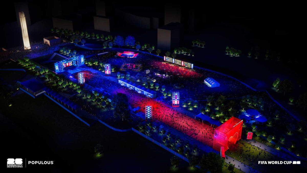 The FIFA Fan Festival on the south lawn of the National WWI Museum and Memorial.