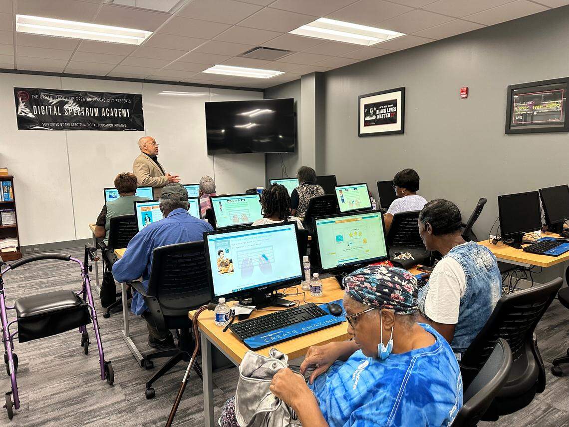 Charles Davis teaches the senior digital literacy classes two times a week, but the center used to be able to hold the classes everyday but due to staffing shortages they had to cut down to two days.