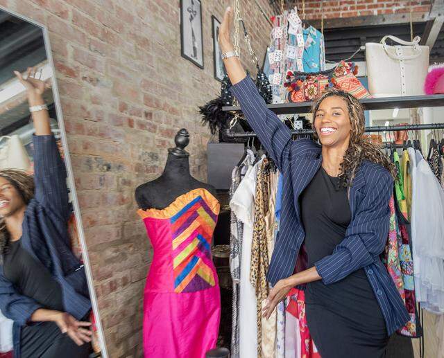 Ciara Barton in her boutique Thrift The Runway, 811 E. 31st St., in Kansas City.