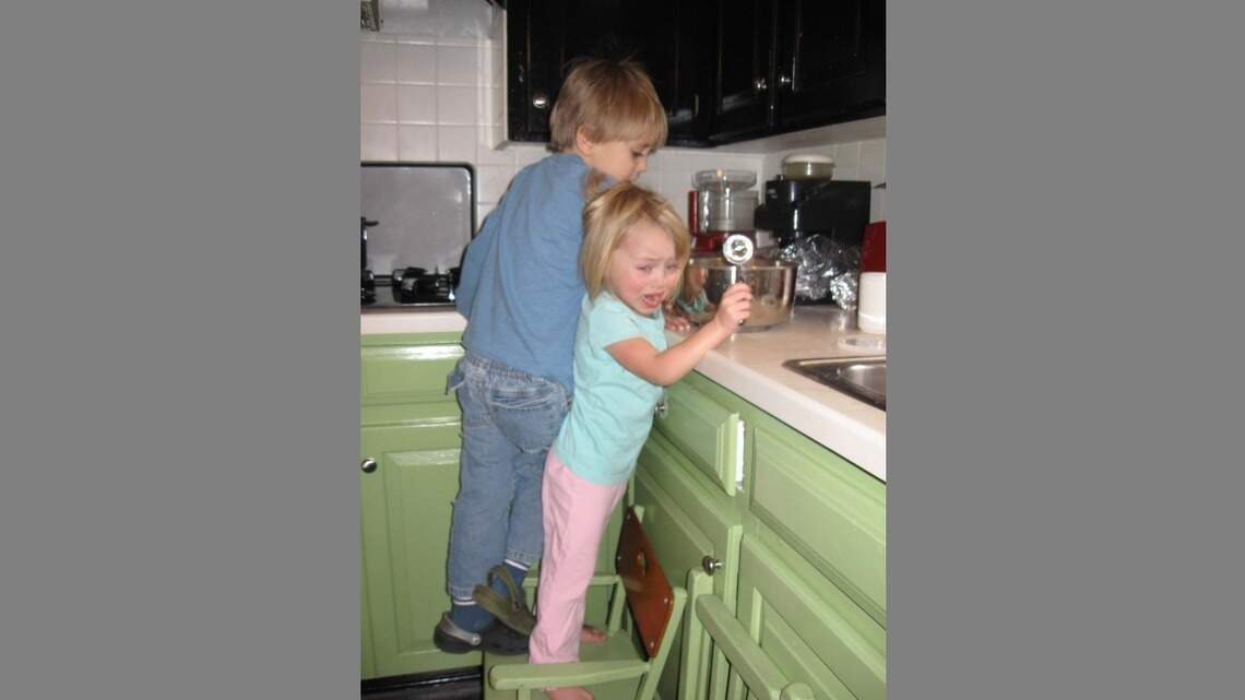 Nothing kills comfort of cooking like whining kids. Happily, her husband took over