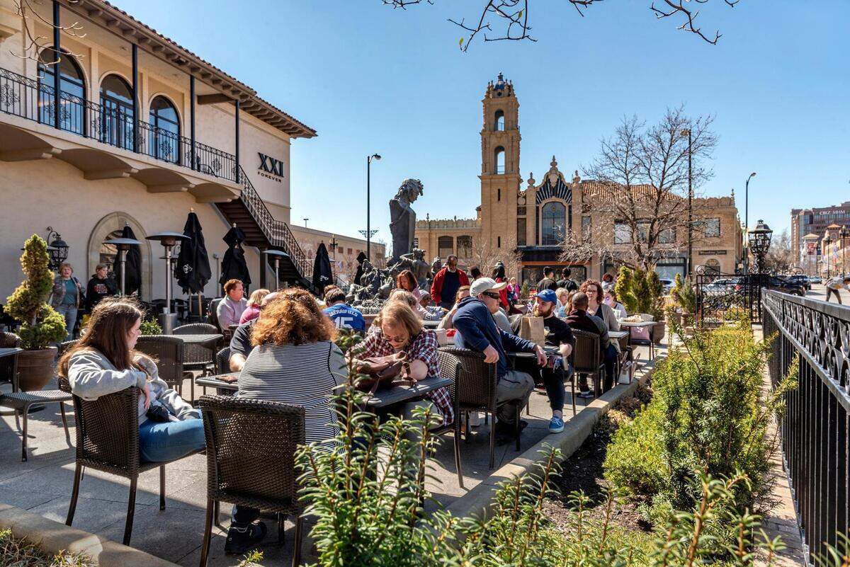 Diners packed the patio on a Saturday in March at the Cheesecake Factory on the Country Club Plaza. The restaurant, which opened in 1996, has been a Plaza mainstay.