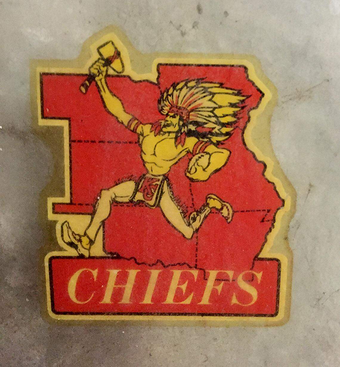 Native American imagery was once used by the Kansas City Chiefs NFL franchise to a far greater degree than it is today. This sticker is from the 1960s.