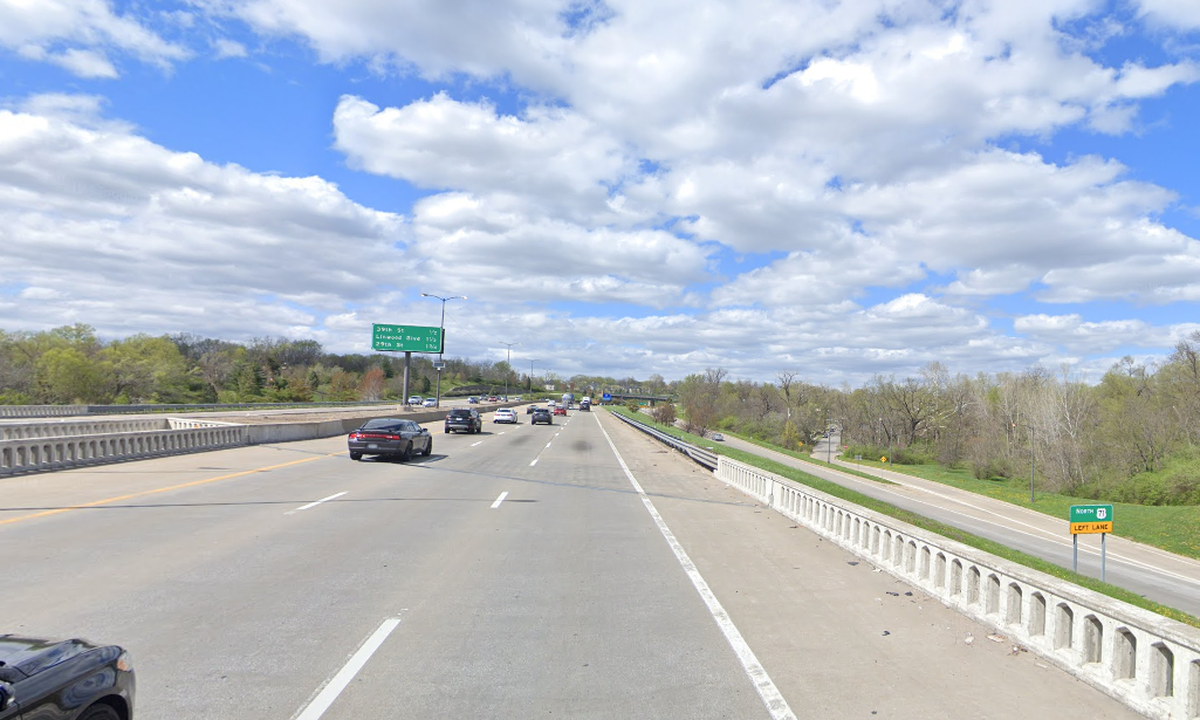 A driver was injured Sunday in a wreck on Bruce R. Watkins Drive near Emanuel Cleaver II Boulevard in Kansas City. This Google Maps Street View image shows the area in April 2019.