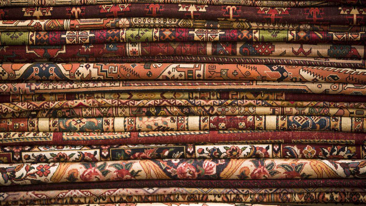 A stack of rugs.