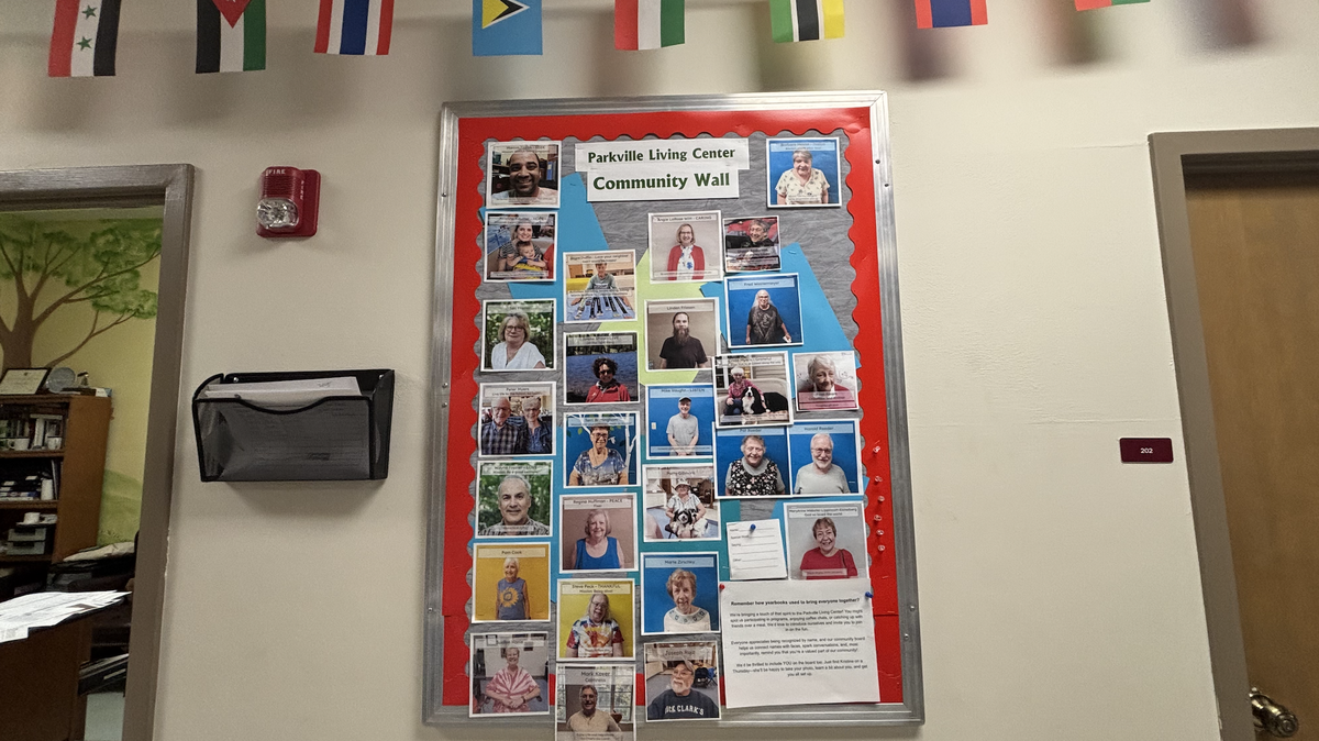 Along the entrance way to the Parkville Living Center is their community wall.