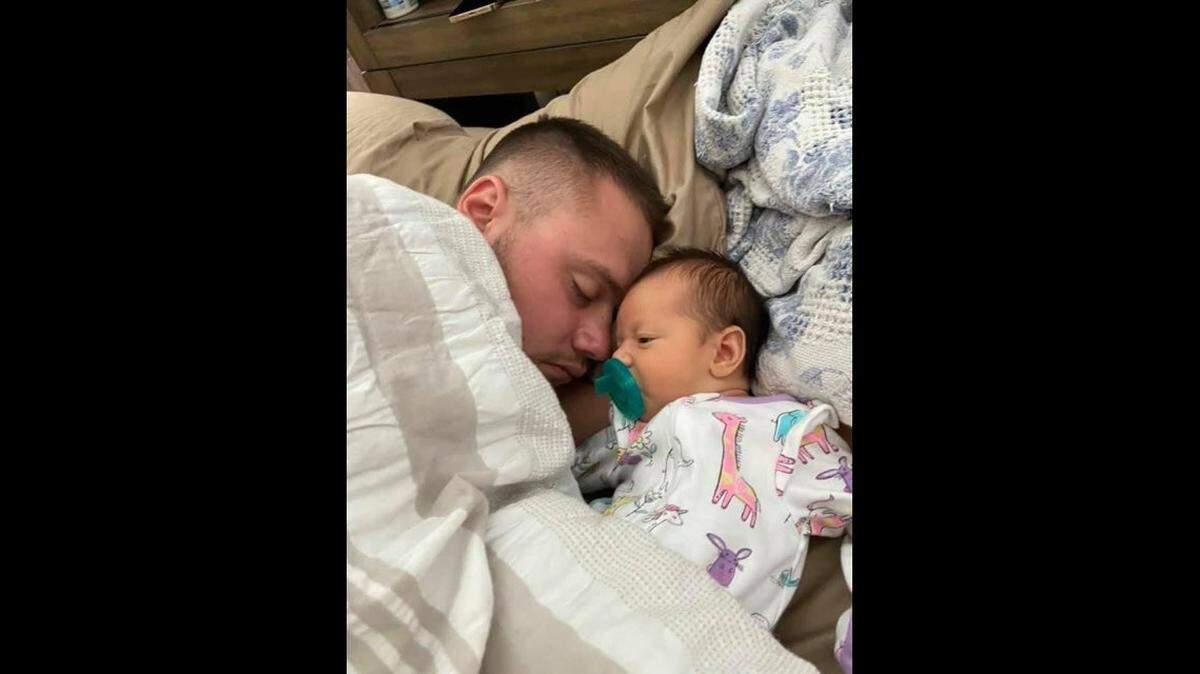 Riley Youngblood, 23, and newborn daughter, Kendall, in 2021.