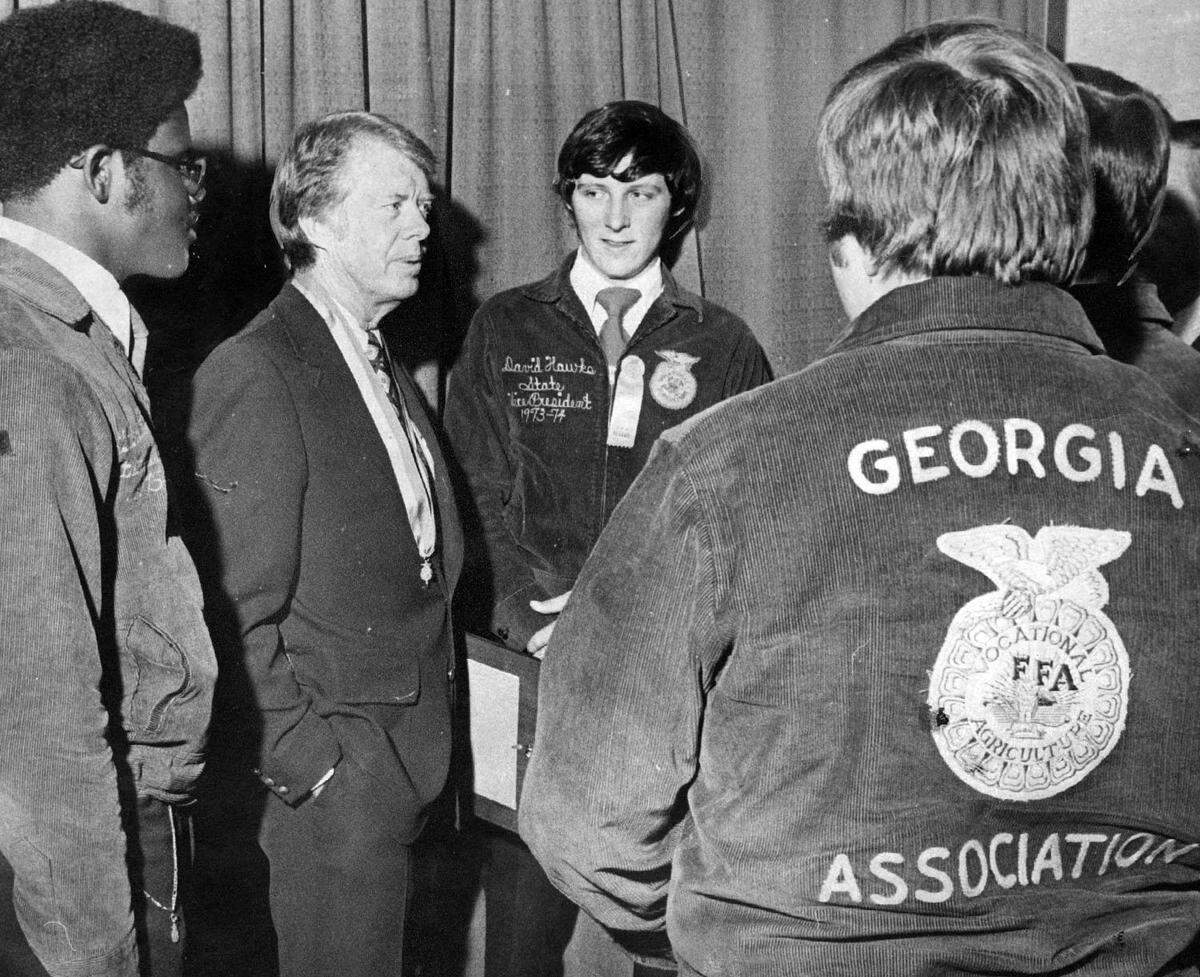 While on the campaign trail, Jimmy Carter traveled to Kansas City in November, 1975, for the FFA convention. While there, he met with some of the delegates from his home state of Georgia.