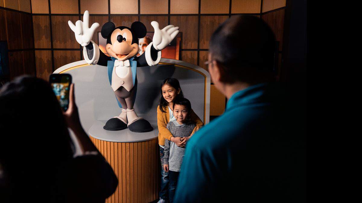Visitors will be able to take a photo with Mickey Mouse at “Disney100: The Exhibition,” opening May 24 in Union Station.