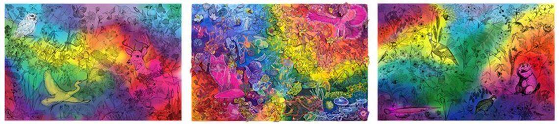 A rendering of Rachelle Gardner-Roe’s “Flyover Country: The Wild Side” shows the bold sweeps of color she hopes to draw closer to her artwork. The artwork, which is made of wool and thread, will be installed in one of the departure lounges in Concourses A and B.