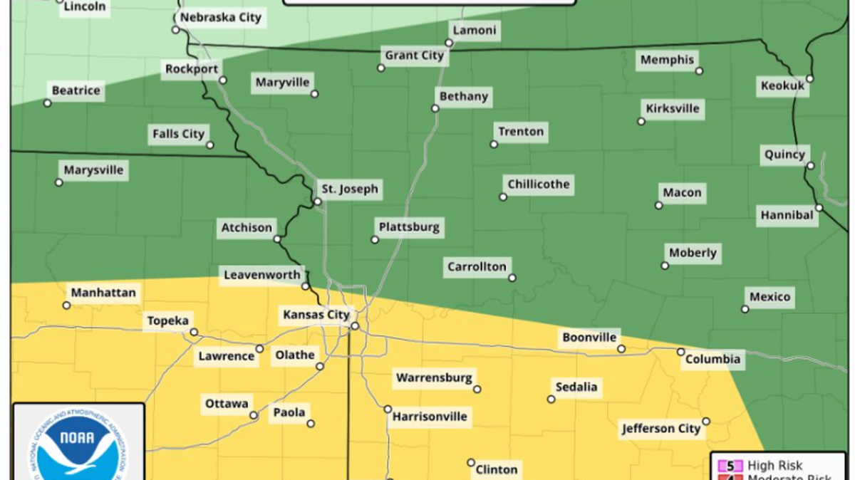 Severe thunderstorms and strong, damaging winds are possible throughout the Kansas City area starting Sunday night and lasting into Monday, according to the National Weather Service.