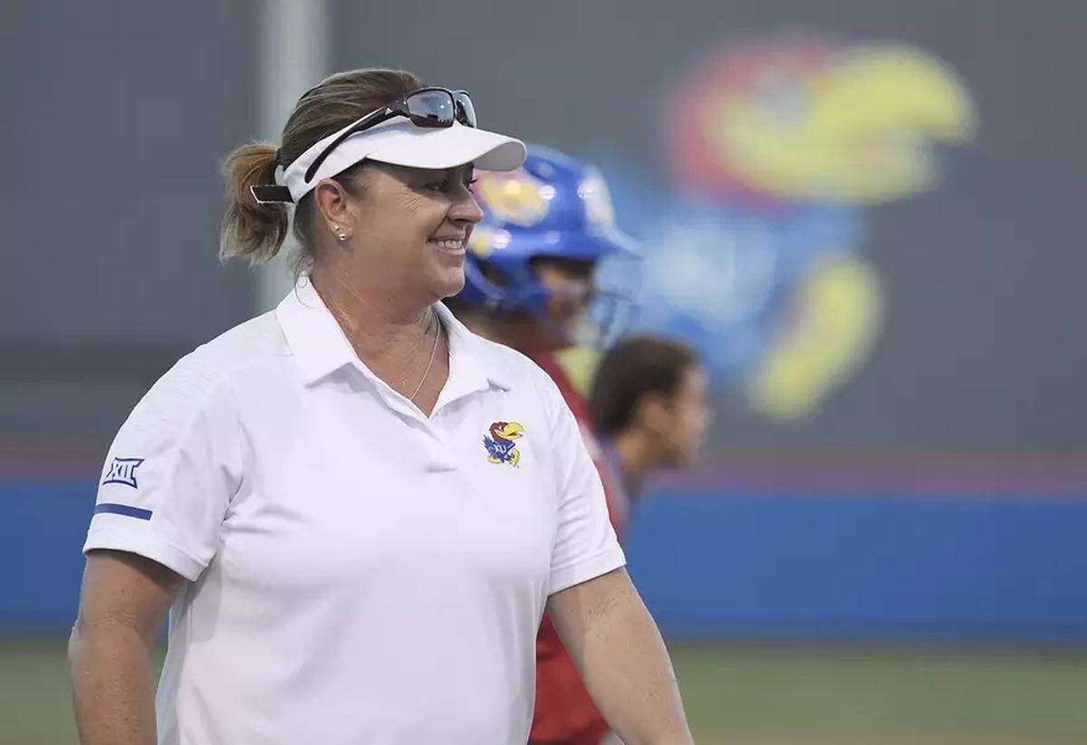 Coach Jennifer McFalls’ Kansas Jayhawks won their opener in the 2026 NCAA softball tournament. KU beat Michigan 1-0 in Norman, Oklahoma on Friday, May 15, 2026.