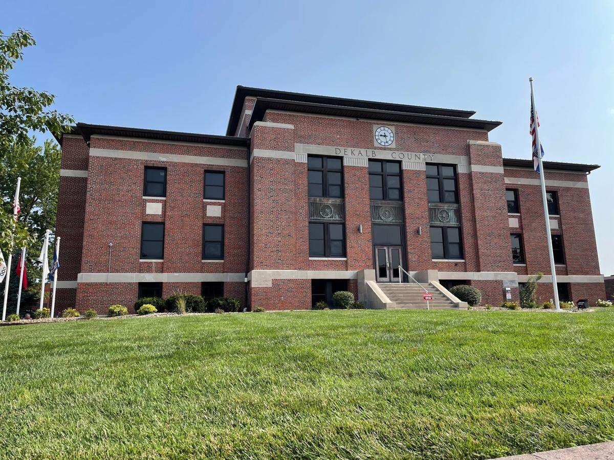 The DeKalb County courthouse in Maysville, Missouri, is shown here on July 24, 2024.
