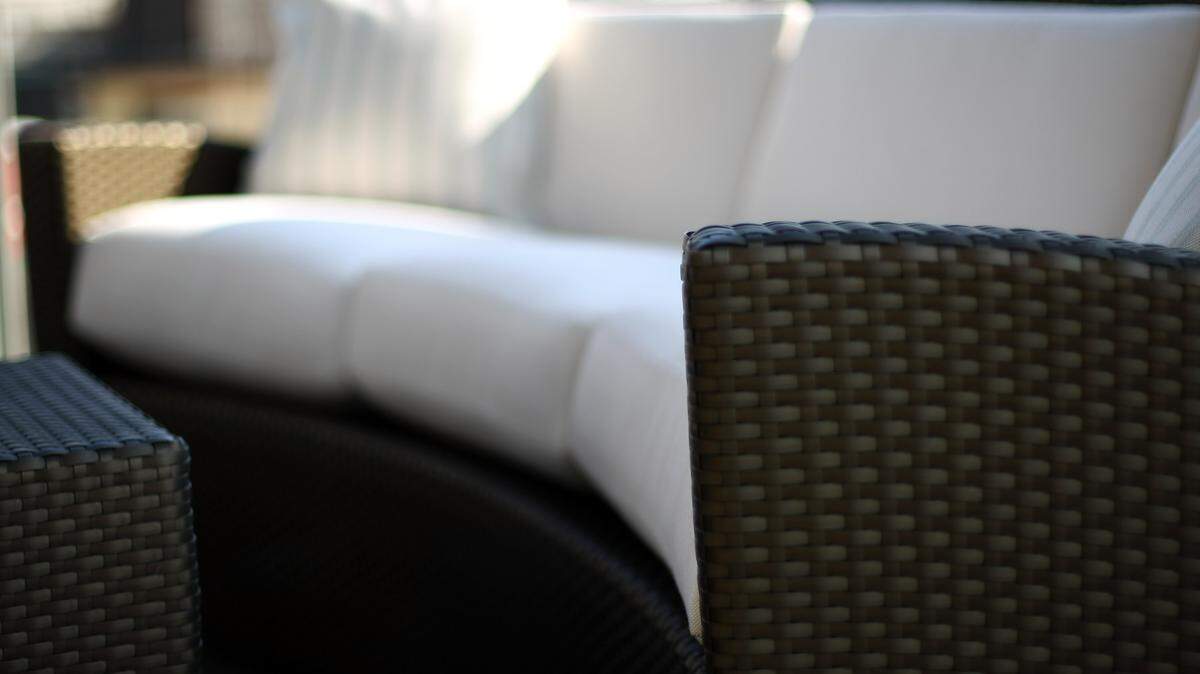 Outdoor white couch.
