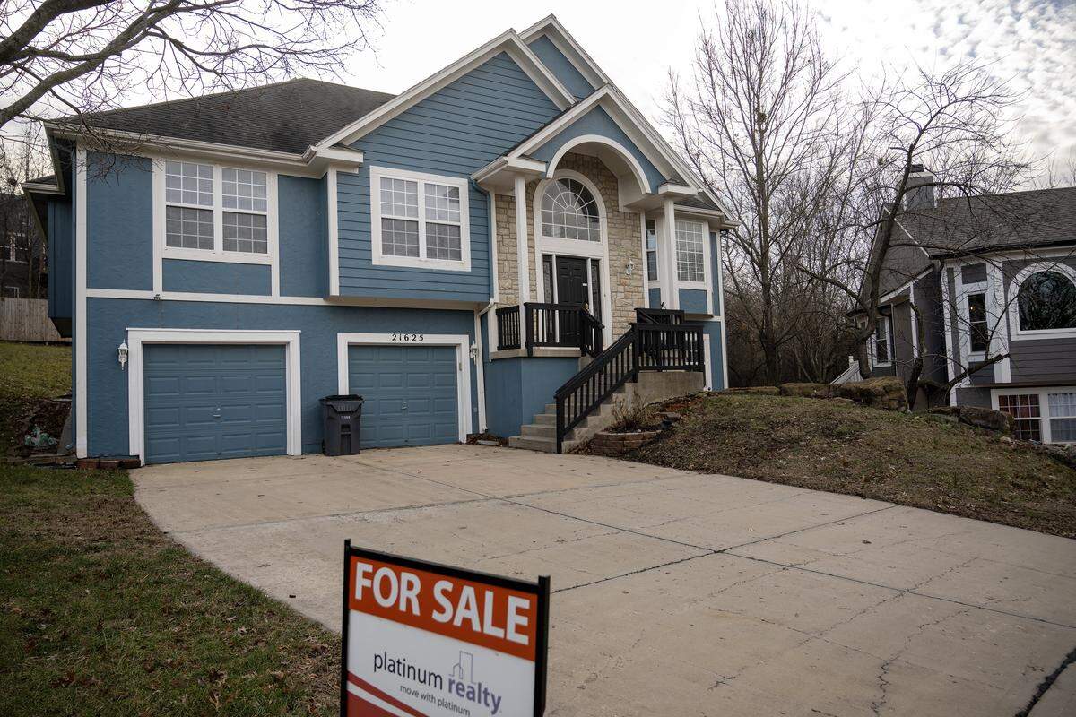 A 4-bedroom, 3-bathroom home for sale at 21600 block of W. 122nd Terr., in Olathe. The home, in the Grayson Place subdivision, is listed for $417,000. It was seen on Friday, Jan. 9, 2025.