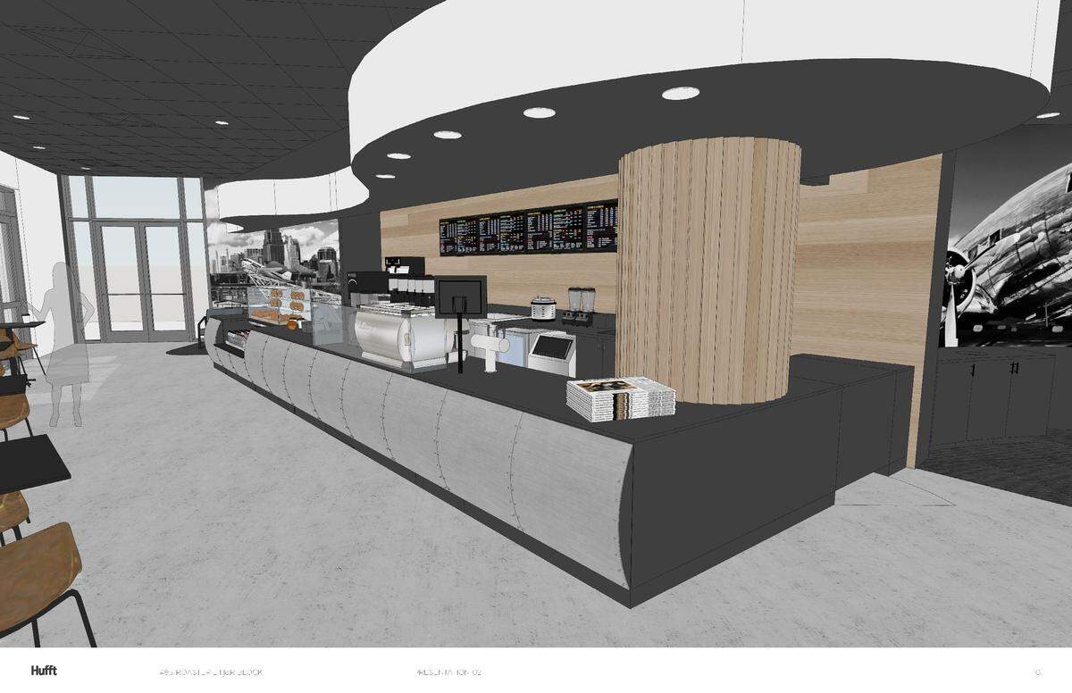 A rendering of The Roasterie Cafe at H & R Block's World Headquarters.