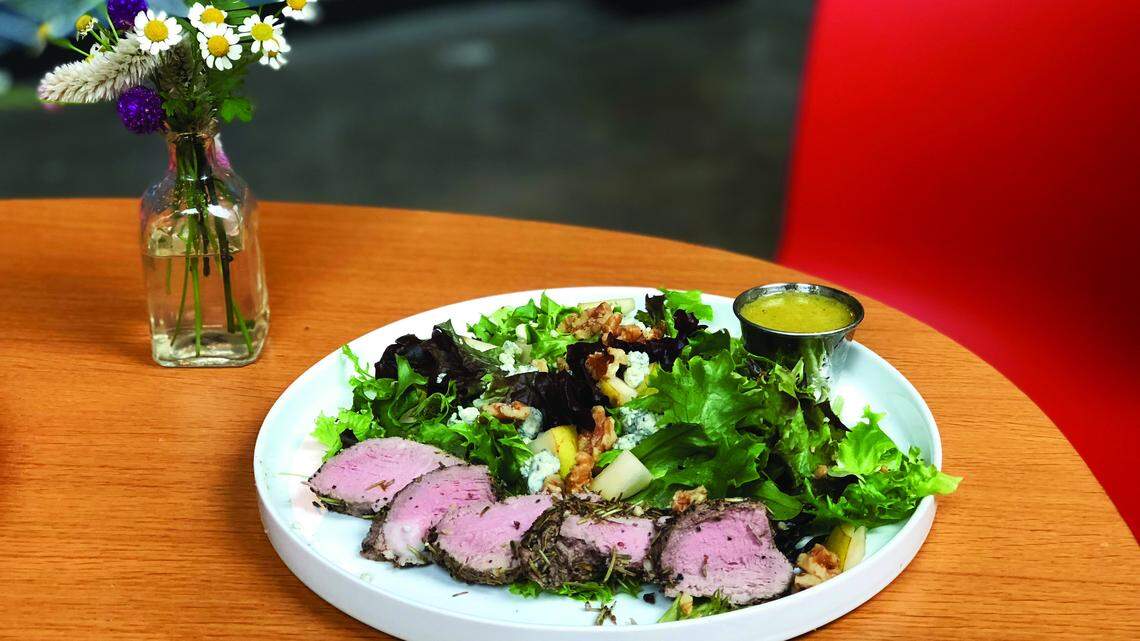 The Pork Loin + Pear salad at Mildred’s in the Crossroads.