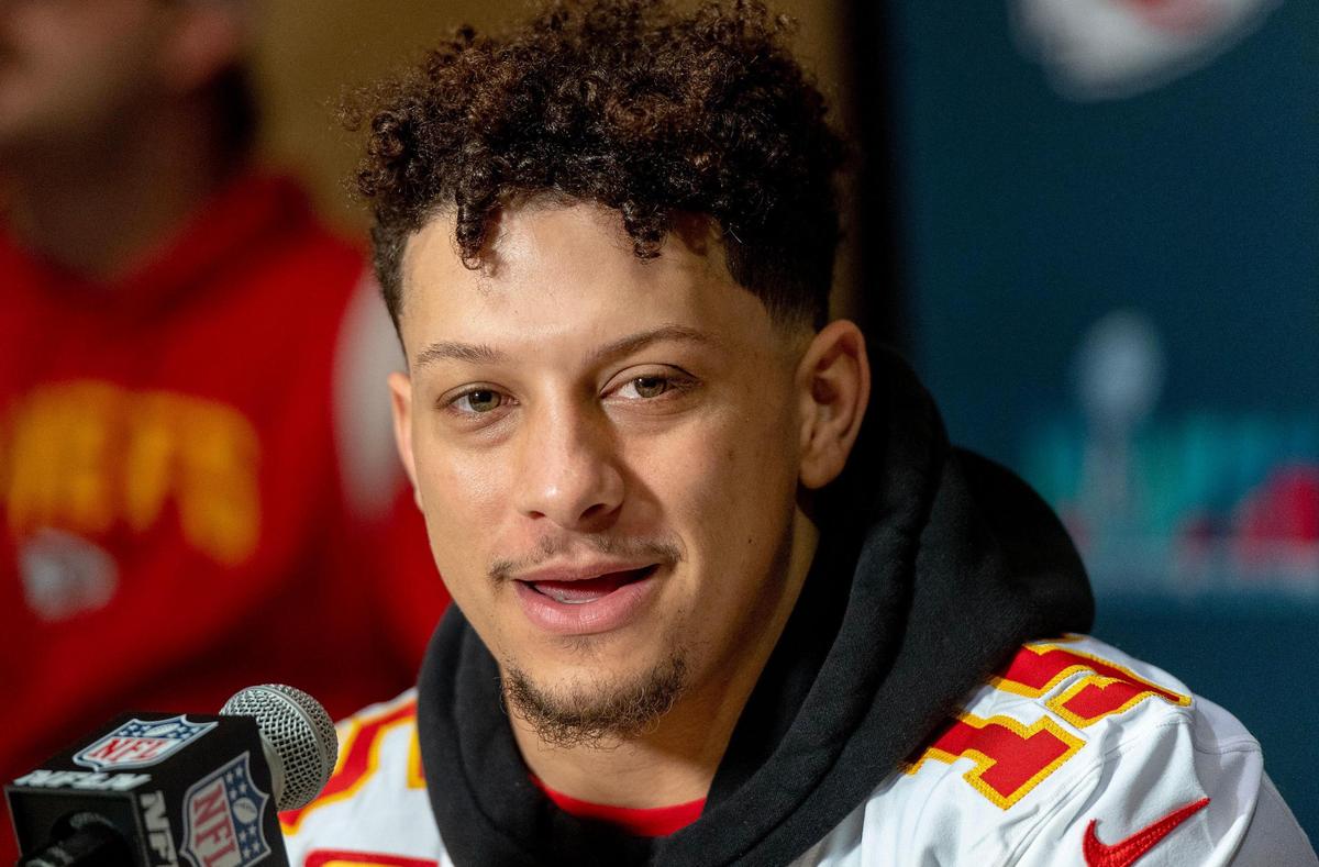 Kansas City Chiefs quarterback Patrick Mahomes speaks during the team’s media availability on Thursday, Feb. 9, 2023, in Scottsdale, Ariz.