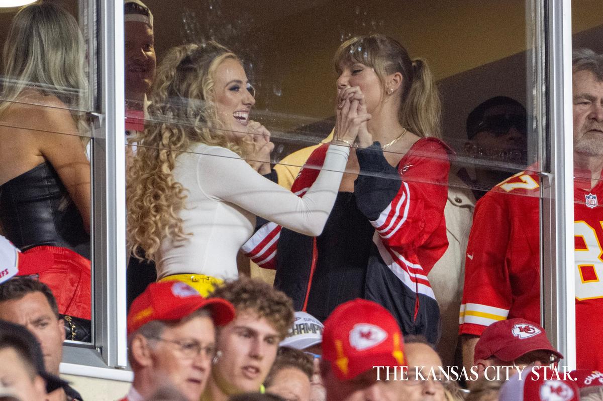 During “Thursday Night Football,” Brittany Mahomes, left, and Taylor Swift were dubbed “NFL besties.”