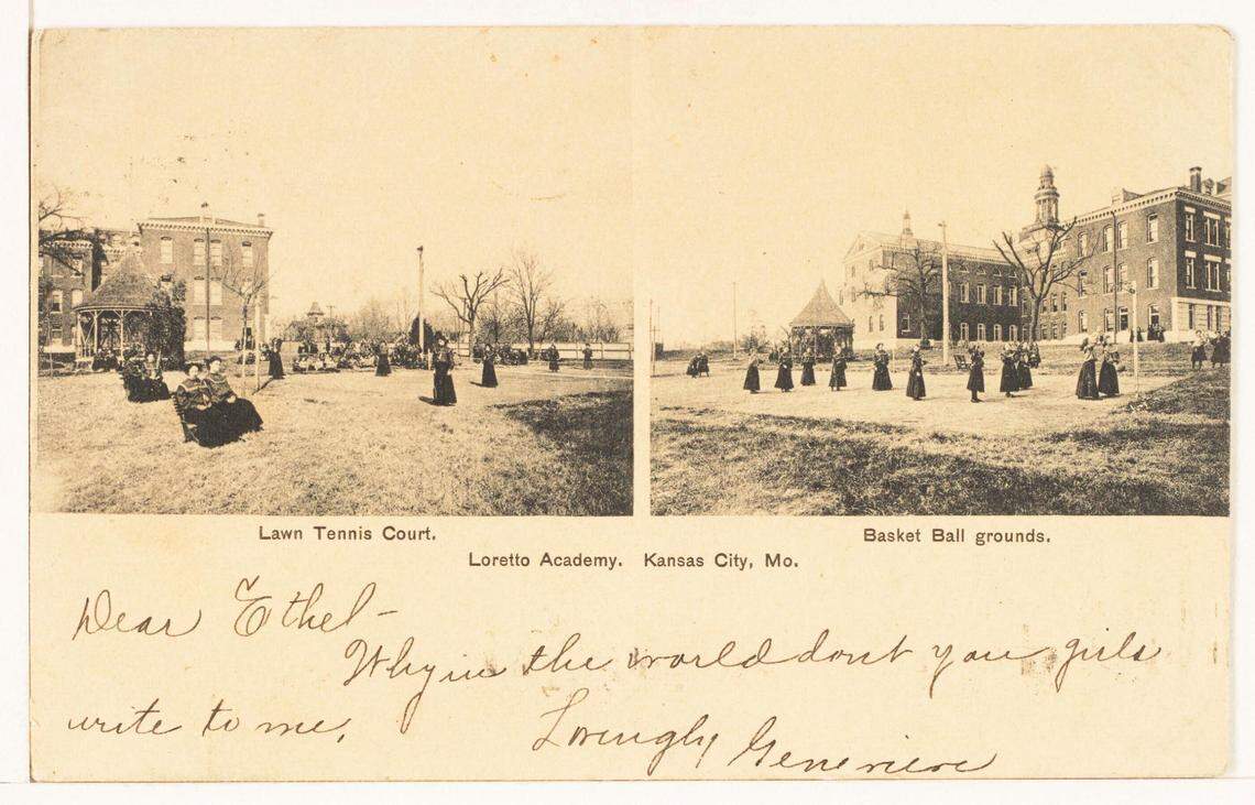 A 1906 postcard from a Sisters of Loretto Academy student to a friend in Salina, Kan., includes reads “Dear Ethel: Why in the world don’t you girls write to me? Lovingly, Geneveve.”