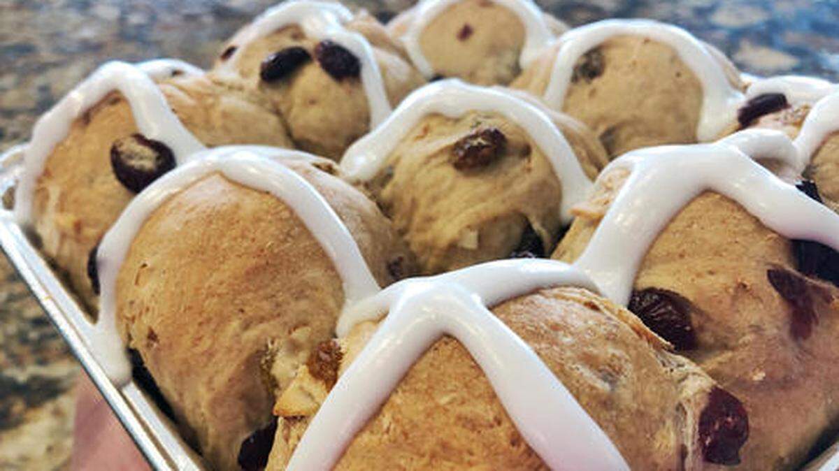Great Harvest Bread Co.’s hot cross buns.