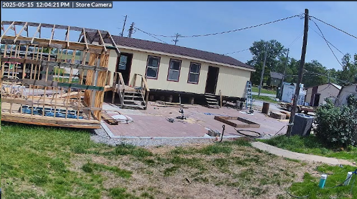 A photo of the construction going on at Scott’s Iconium General Store.