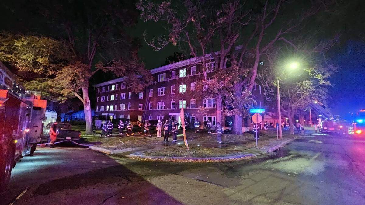 Heavy smoke from a fire in a first floor apartment trapped five people early Tuesday in an apartment in the 300 block of Gladstone Boulevard in Kansas City’s Northeast area. Firefighters rescued the people and took four patients to the hospital for treatment of smoke inhalation, a fire department spokesman said.