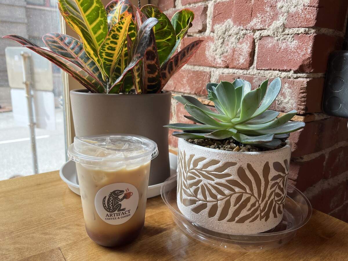 Artifact Coffee and Goods’ Honey Bun Shaken Espresso. The coffee shop opened in Kansas City’s Garment District at 310 W 8th St.