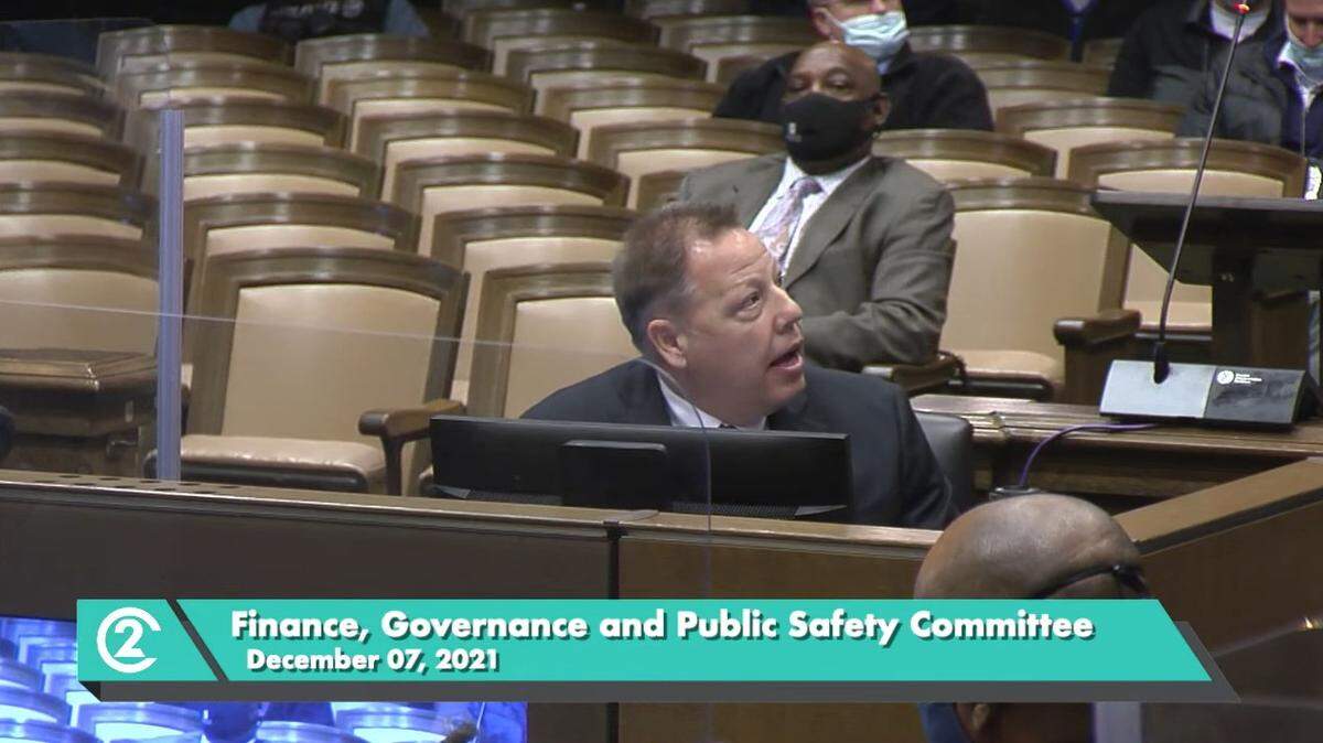 Kansas City Police Chief Rick Smith gives a budget presentation to the City Council’s finance, governance & public safety committee on Tuesday.