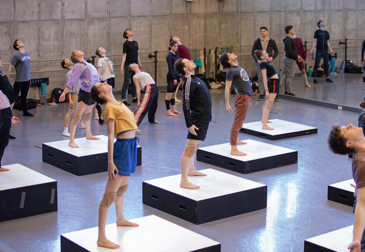 Kansas City Ballet dancers rehearse for “Bliss Point,” which will run May 12-21 at the Kauffman Center.
