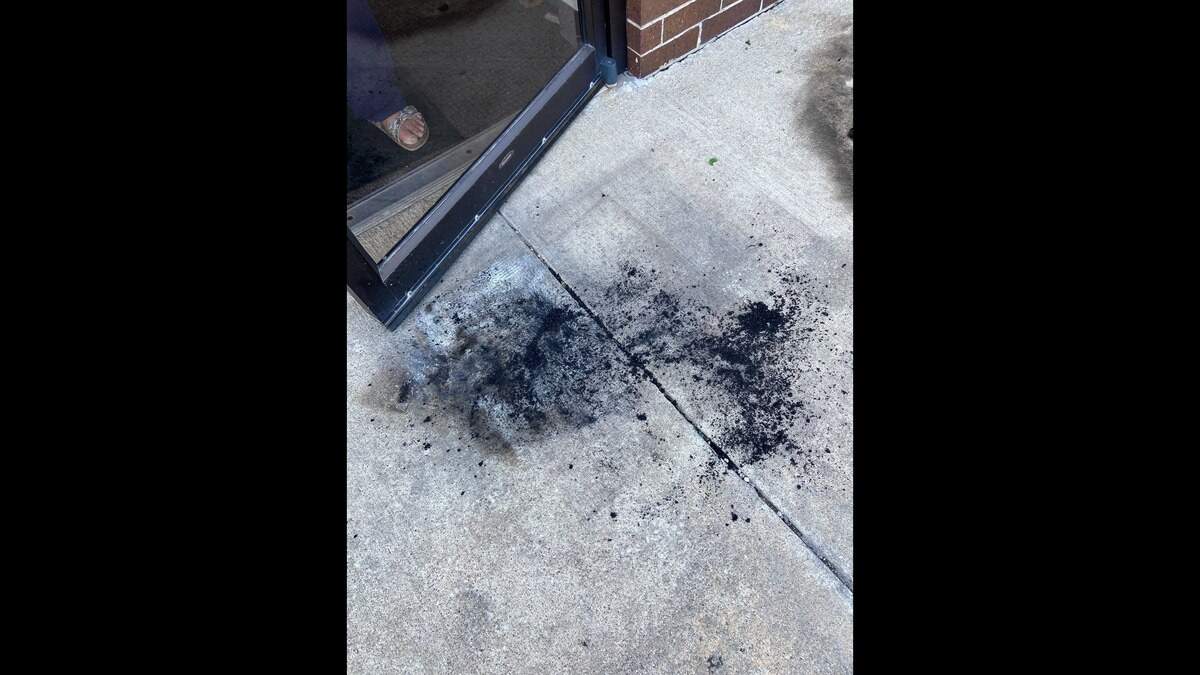 A Kansas Republican Party official shared a photograph she said showed damage left behind by an overnight arson attack Friday at the party’s Johnson County headquarters.