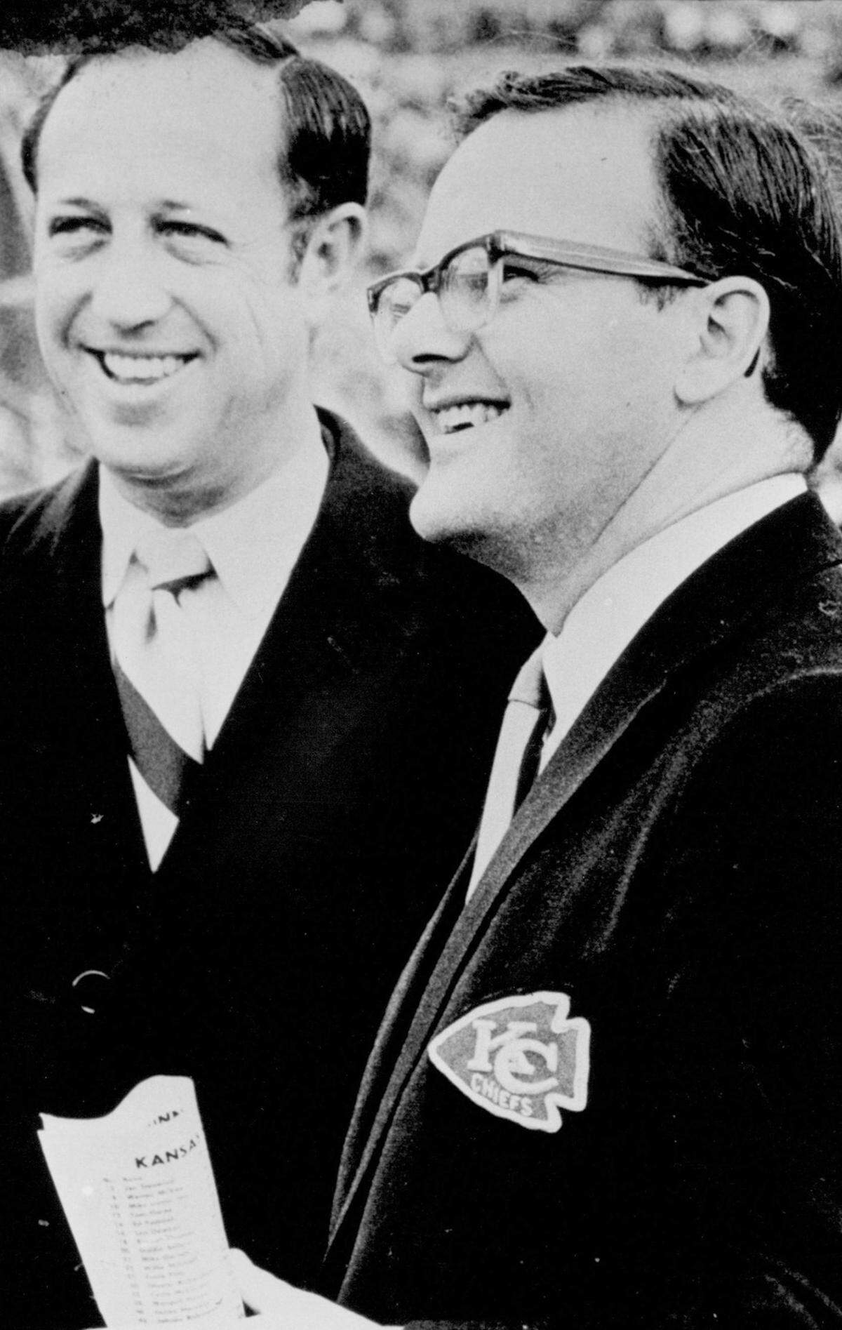 The American Football League was the brainchild of Lamar Hunt, right, in this undated photo with NFL Commissioner Pete Rozelle.