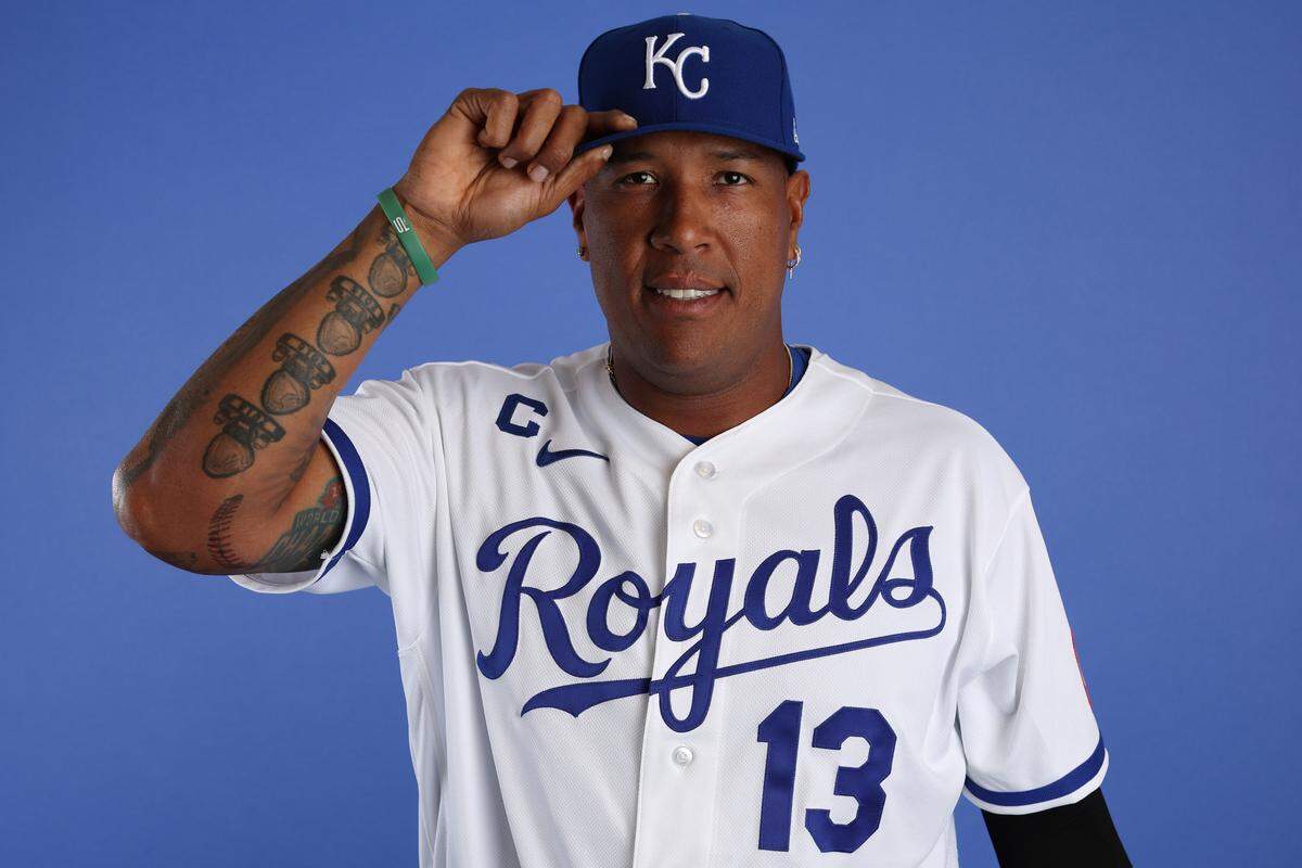 Kansas City Royals catcher, first baseman, designated hitter and team captain Salvador Perez does it all.