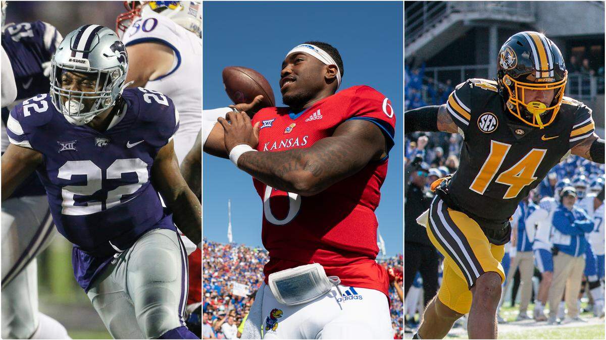 Left to right: K-State’s Daniel Green, Kansas’ Jalon Daniels and Missouri’s Kris Abrams-Draine are among the top players in college football this season, according to a recent Shrine Bowl watch list.